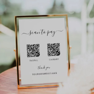 Scan to Pay Sign, Venmo, Cash App, PayPal QR Sign  Invitation