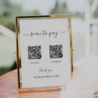 Scan to Pay Sign, Venmo, Cash App, PayPal QR Sign Invitation