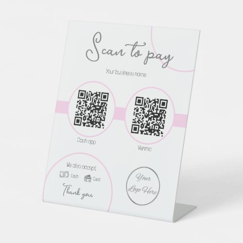 scan to pay sign with 2 QR codes pink pastel 