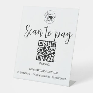 Scan to pay small business modern QR code  Pedestal Sign
