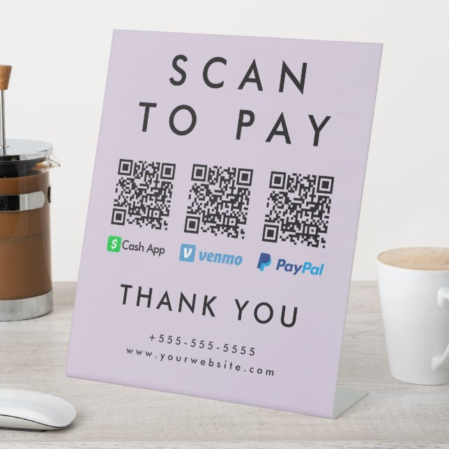 Scan to Pay Venmo Cash App Paypal Multi QR Code Pedestal Sign (In SItu)