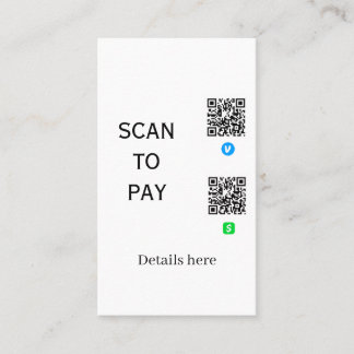 scan to pay venmo cashapp QR code details here nam Business Card