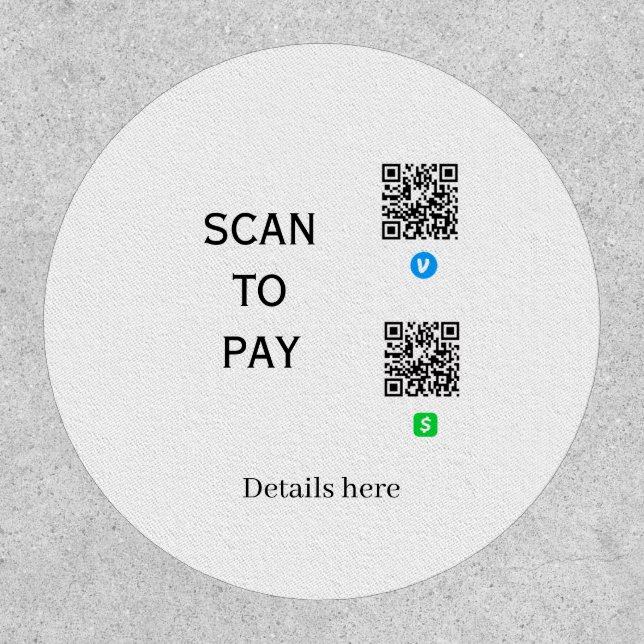 scan to pay venmo cashapp QR code details here nam Patch (Front)