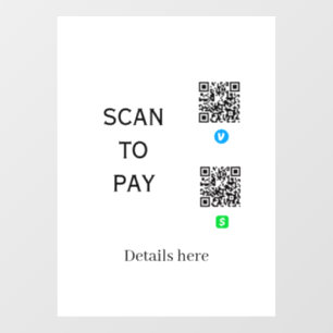 scan to pay venmo cashapp QR code details here nam Window Cling