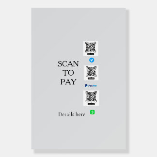 scan to pay venmo cashapp QR code details paypal Foam Board