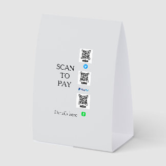 scan to pay venmo cashapp QR code details paypal Paper Table Tent