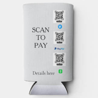 scan to pay venmo cashapp QR code details paypal Seltzer Can Cooler