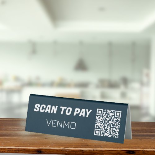 Scan To Pay Venmo Contactless Mobile Payment Blue Table Tent Sign