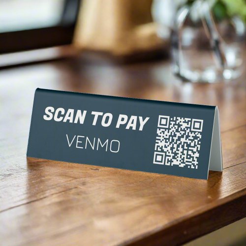Scan To Pay Venmo Contactless Mobile Payment Blue Table Tent Sign