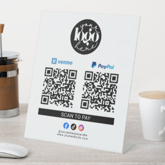 Scan to Pay Venmo & PayPal Business Logo QR Code  Pedestal Sign