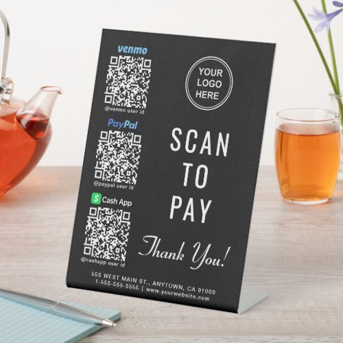 Scan to Pay Venmo Paypal CashApp QR Codes Logo Pedestal Sign