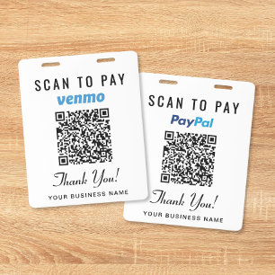 Scan to Pay Venmo PayPal QR Code Business Payment  Badge