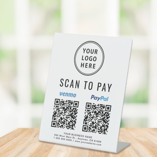 Scan to Pay Venmo Paypal QR Codes Logo Pedestal Sign