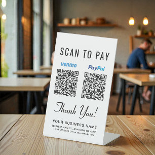 Scan to Pay Venmo Paypal QR Codes Pedestal Sign