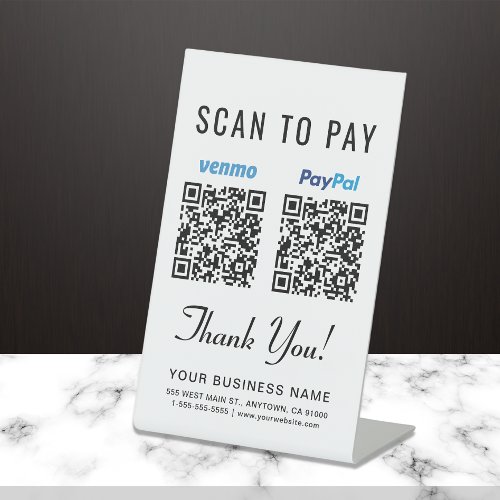Scan to Pay Venmo Paypal QR Codes Pedestal Sign