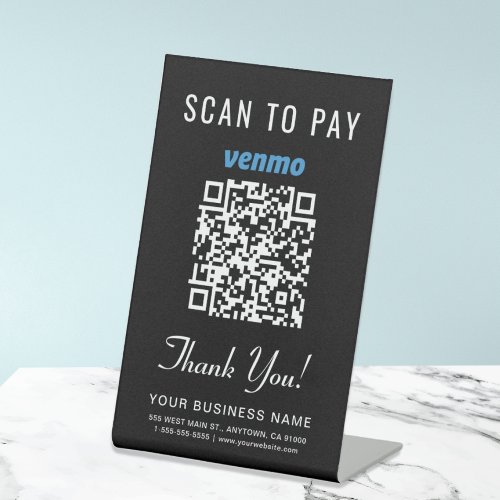 Scan to Pay Venmo QR Code Black Pedestal Sign