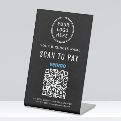 Scan to Pay Venmo QR Code Logo Black Pedestal Sign