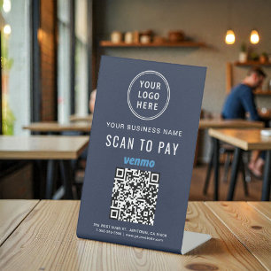 Scan to Pay Venmo QR Code Logo Blue Pedestal Sign