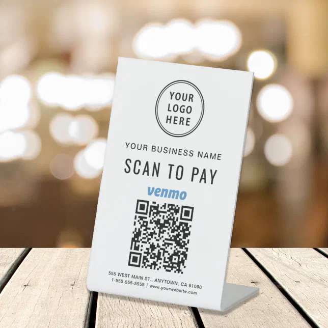 Scan to Pay Venmo QR Code Logo Pedestal Sign | Zazzle