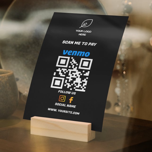 Scan To Pay Venmo Qr Code Payment Black  Holder (Scan To Pay Venmo Qr Code Payment Black Holder)