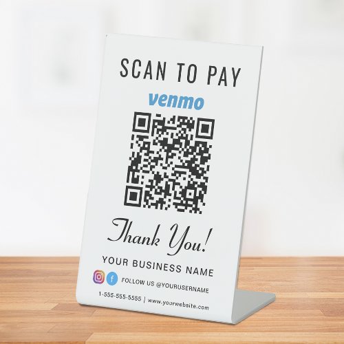 Scan to Pay Venmo QR Code Pedestal Sign