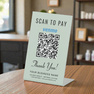 Scan to Pay Venmo QR Code Sage Green Pedestal Sign