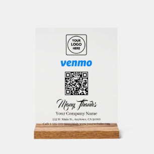 Scan to Pay Venmo QR Code White Display Sign