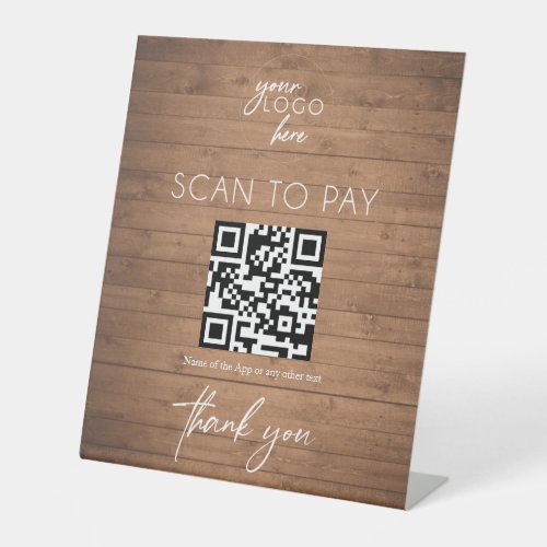 Scan to pay wood rustic business sign