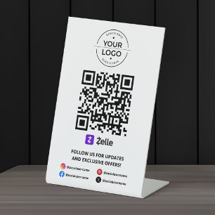 Scan to Pay Zelle QR Code Pedestal Sign