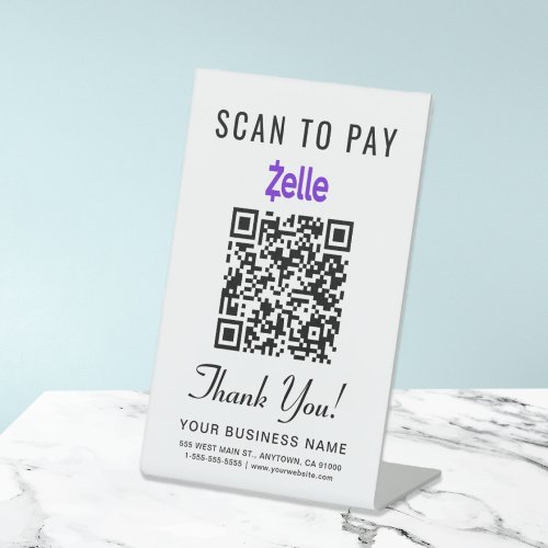 Scan to Pay Zelle QR Code Pedestal Sign