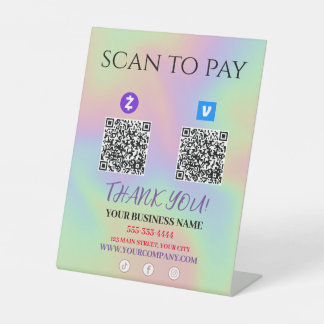 Scan To Pay Zelle Venmo QR code  Pedestal Sign