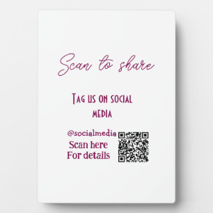 Scan to share tag us on social media QR code simpl Plaque