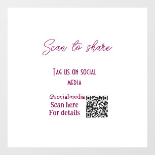 Scan to share tag us on social media QR code simpl Window Cling