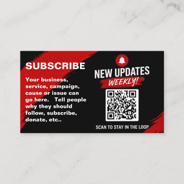 Scan to Subscribe QR Code Design Template Business Card (Front)