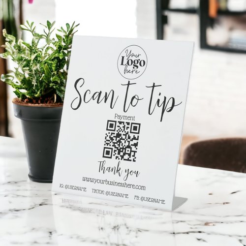 Scan to tip pay digital tip jar Pedestal Sign