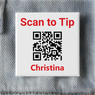 Scan to Tip. Staff Tipping QR Code on a Button