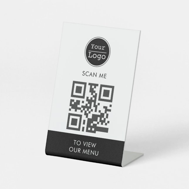 Scan to view menu custom logo QR code Pedestal Sign (Front)