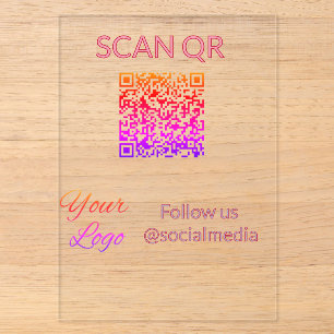 Scan to view menu resturant hotel QR Add logo text Acrylic Invitations