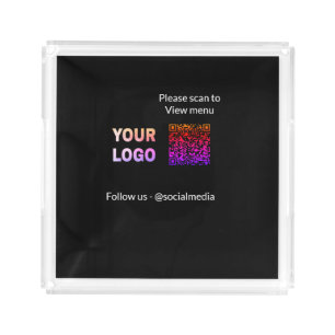 Scan to view menu resturant hotel QR Add logo text Acrylic Tray