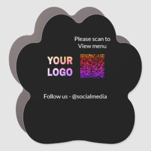 Scan to view menu resturant hotel QR Add logo text Car Magnet