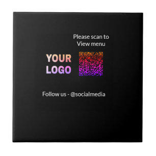 Scan to view menu resturant hotel QR Add logo text Ceramic Tile