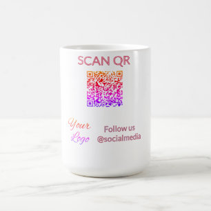 Scan to view menu resturant hotel QR Add logo text Coffee Mug