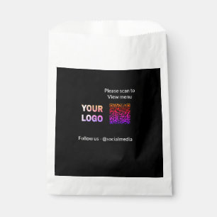 Scan to view menu resturant hotel QR Add logo text Favor Bag