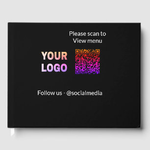 Scan to view menu resturant hotel QR Add logo text Guest Book