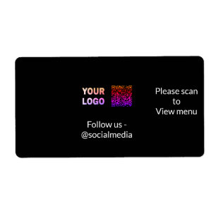 Scan to view menu resturant hotel QR Add logo text Label