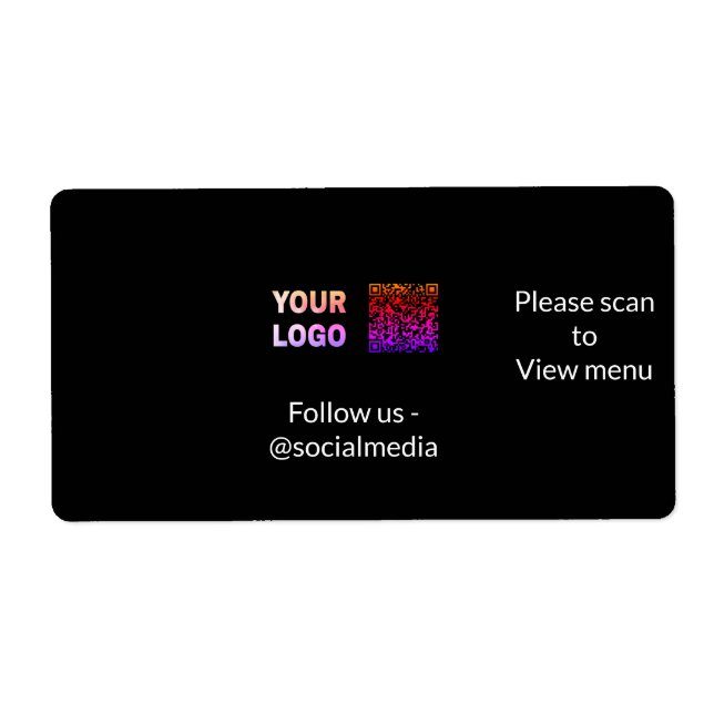 Scan to view menu resturant hotel QR Add logo text Label (Front)