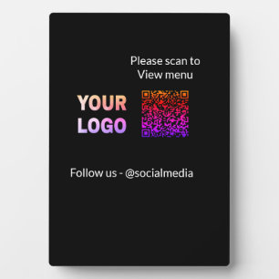 Scan to view menu resturant hotel QR Add logo text Plaque