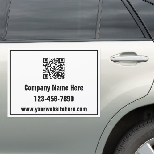Scan Your QR Code Black and White Company Info Car Magnet