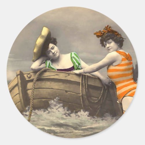 Scanadlous Striped Bathing Suit Classic Round Sticker