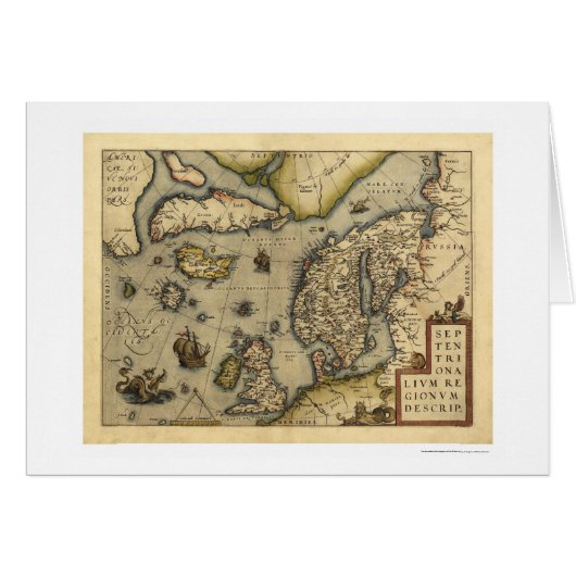 Scandanavia Map By Ortelius 1570 Cards (Front Horizontal)